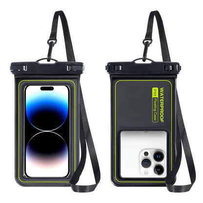 Floating Waterproof Phone Pouch, Touch-Sensitive Dry Bag with Lanyard for Swimming, Diving, Rafting & Beach Trips (Black) - color: Black
