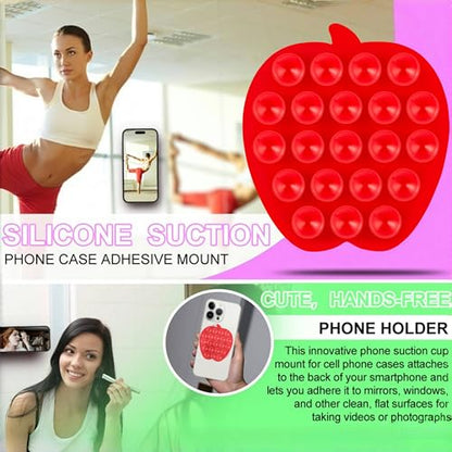 CIEO SuctionPhone Grip, Strong Silicone Suction,Strawberry Sticky Grip,Suitable for Selfies and Videos on Mirrors, Bathrooms and Smooth Surfaces, Compatible with iPhone (Red) - color: Red
