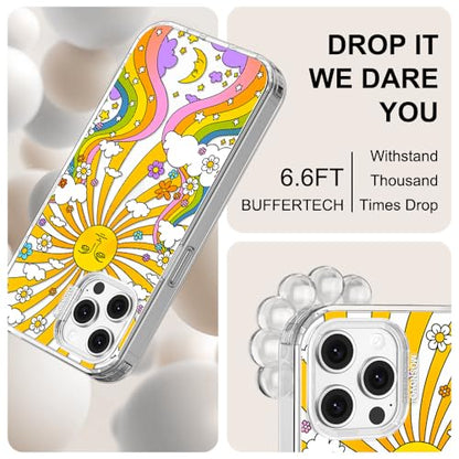 MOSNOVO Case for iPhone 12 & iPhone 12 Pro, [Buffertech 6.6ft Military-Grade Drop Protection] [Anti Peel Off Tech] Clear TPU Bumper Phone Case Cover Design - 70's Psychedelic Groovy Art - color: Clear - 70's Psychedelic Groovy Art, size: iPhone 12 / iPhon