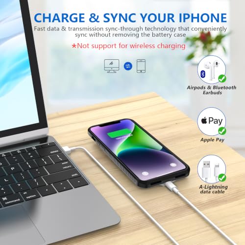 BOPPS Battery Case for iPhone 13/14 /14 Pro/13 Pro, Upgraded Slim 8500mAh Portable Protective Chargier Case with Carplay Compatible for iPhone 13，14 Series Charging Case，Black - size: iPhone 13/13 Pro/14/14 Pro