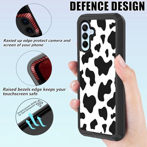 Samsung Galaxy A15 Case - Cute Luxury Cow Print with Screen Protector [Military Grade Protection] Heavy Duty Shockproof 6.5 inch - color: Cow Printed