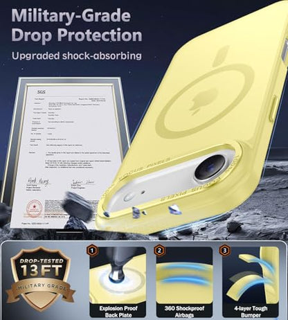 Newfuture Magnetic for iPhone Air Case Matte Shockproof, Yellow | Military Drop Protection, Slim Matte Anti-Fingerprint, Compatible with Magsafe, Camera Guard, Translucent Protective Cover - color: Yellow, size: iPhone Air 6.5 inch