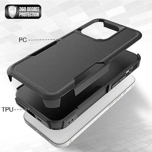 Heavy‑Duty Rugged Anti‑Drop Shockproof Protective Phone Case for iPhone 15 Pro, Durable Protective Shell, Black - color: Black, size: iPhone 15 Pro