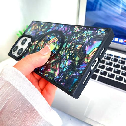 AIGOMARA Magnetic Rectangle for iPhone 15 Pro Max Case, Abalone Shell - color: Abalone, size: iPhone 15 Pro Max