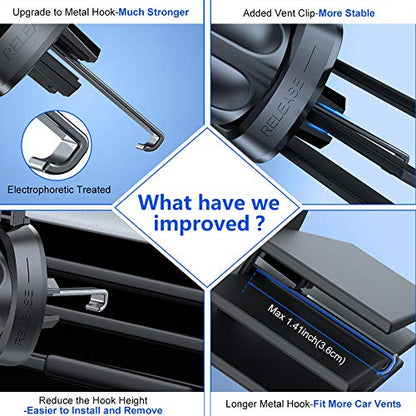 Miracase Upgraded-2nd Generation Universal Phone Holders for Your Car, Hands Free Air Vent Car Phone Holder Mount Compatible with iPhone 16/15/14/13/12/11 Series and All Phones - style: Silver