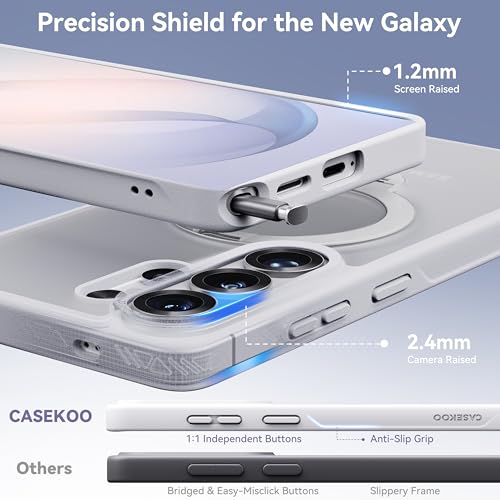 CASEKOO White for 26U Case with 360 Spin Magnetic Stand, Fit for MagSafe | 360 Spin Magnetic Stand, Fit for MagSafe, 18FT MIL-STD Protection, Invisible Ring Holder Phone Case - color: Matte White