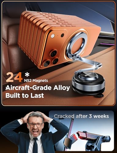 MSXTTLY Magnetic Car Phone Holder 360° Tesla Phone Mount for Magsafe - color: Gold