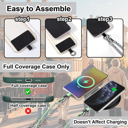 XANGNIER Clip and Go Strap for Phone with Wallet Crossbody,Chain Black - color: Chain Black