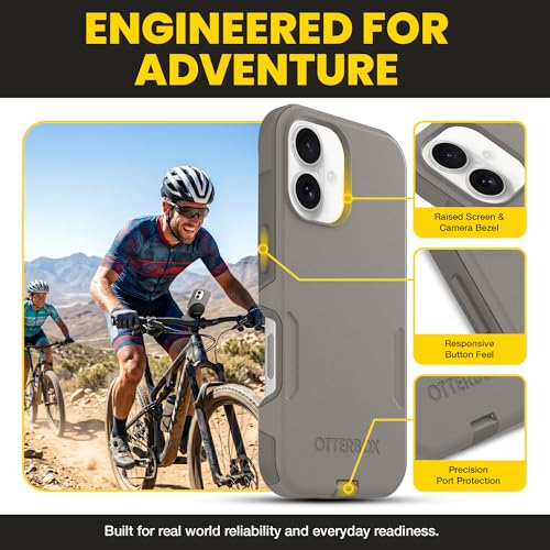 OtterBox iPhone 16 – Commuter Series Slim MagSafe Case - Grey | 3X Military Drop Protection - Dual-Layer Design - Pocket-Friendly - Raised Edges - Port Covers - Non-Retail Packaging - color: Grey