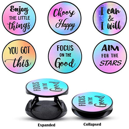 Frienda 6 Pieces Cell Phone Grip Holder Stand Expanding Inspirational Quote Cases Grip Holder Collapsible Finger Kickstand Compatible with Most Tablets Self Adhesive for Smartphone