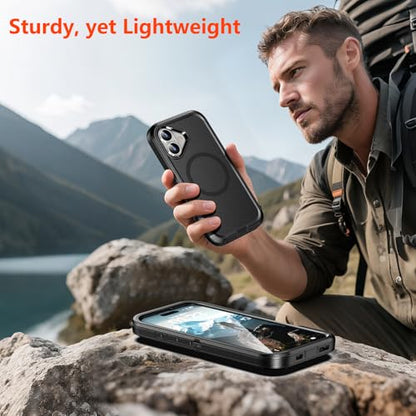 TUTUKII Magnetic for iPhone 17 Case with Belt Clip Holster (Black) | MagSafe Compatible, Heavy-Duty Military-Grade Drop Protection, 3-Layer Rugged Shockproof Protective Cover 6.3-Inch - size: iPhone 17 6.3“