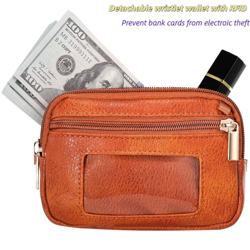 Clip and Go strap for phone with Leather Wallet crossbody phone - color: Dark Brown