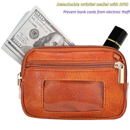 Clip and Go strap for phone with Leather Wallet crossbody phone - color: Dark Brown