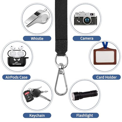 CACOE Phone Lanyard 2 Pcs-1 Pcs Adjustable Neck Strap,1 Pcs Wrist Strap,2 Pads,Universal Crossbody Multifuctional Cell Phone Lanyards Compatible with Most Smartphones(Black) - color: Black