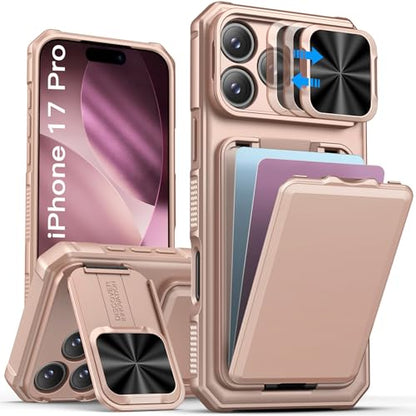 SSLOTSCASE for iPhone 17 Pro Case with Wallet & Kickstand, Rose Gold - color: Gold, size: Iphone 17 Pro