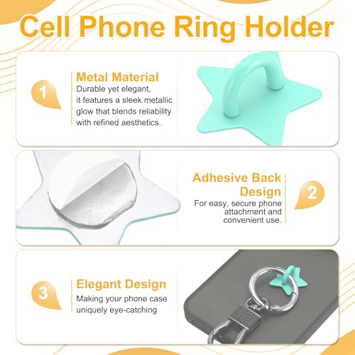 12Pcs Phone Ring Holder 1" Adhesive Star,Purple/Green/Blue - color: Purple/Green/Blue