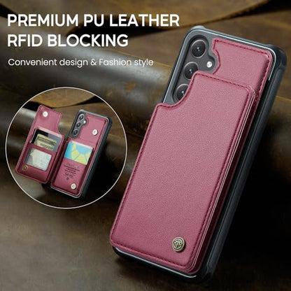 Kowauri for Samsung Galaxy S23 FE Case, PU Leather Wallet Case for Women Men with RFID Blocking Card Holder Slot Magnetic Closure Shockproof Protective Phone Cover for Samsung Galaxy S23 FE,Red - color: Red