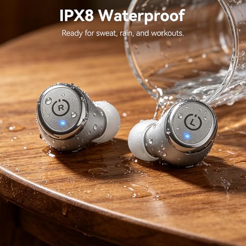 TOZO T10 Wireless Earbuds Powerful Bass Stereo Wireless Charging, APP, IPX8 - color: Matte Gray