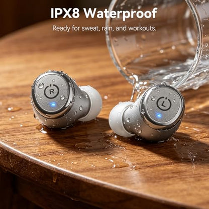 TOZO T10 Wireless Earbuds Powerful Bass Stereo Wireless Charging, APP, IPX8 - color: Matte Gray