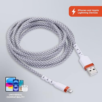 Griffin Lightning to USB-A Cable, Ultra-Durable Fast Charging Lightning Cable with 48 Spindle Braiding, Aluminum Heads, and 30,000 Bend Strength