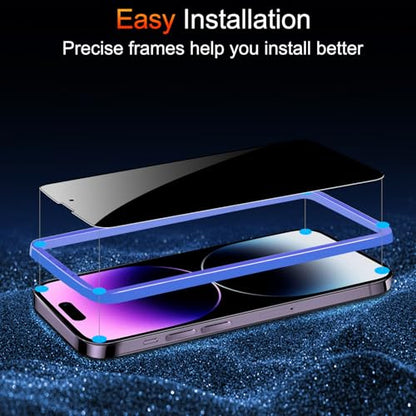 TZGZT Privacy Screen Protectors for iPhone 14 Pro Max, Tempered Glass, HD - color: iPhone 14 Pro Max-3+3Pack-Black