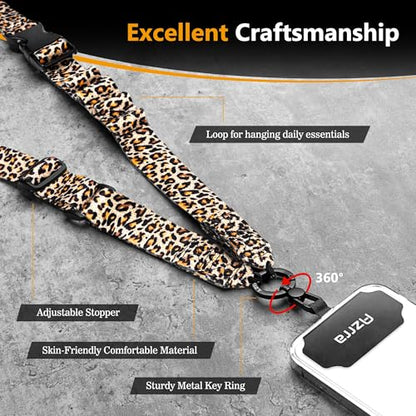 Azrra Phone Lanyard Crossbody, Phone Strap Crossbody with 2 Tether Tabs - color: Leopard Pattern