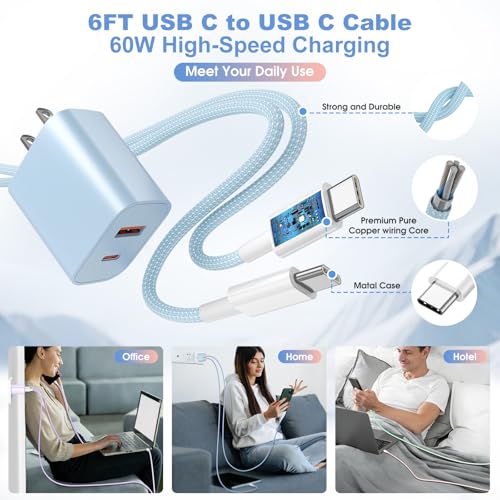 4Pack for iPhone 15 16 17 Charger Fast Charging 20W Dual Port USB C Charger