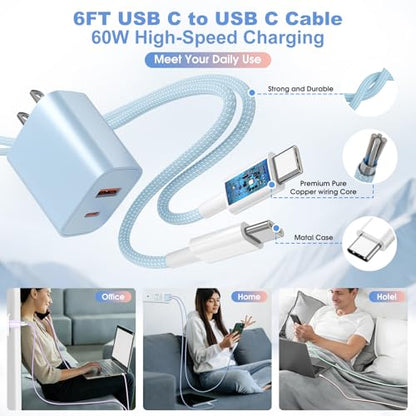 4Pack for iPhone 15 16 17 Charger Fast Charging 20W Dual Port USB C Charger