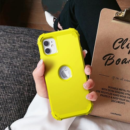 IDweel for iPhone 11 Case with Screen Protector(Tempered Glass), Hybrid 3 in 1 Shockproof Slim Fit Heavy Duty Protection Hard PC Cover Soft Silicone Bumper Full Body Case,Yellow - color: Yellow