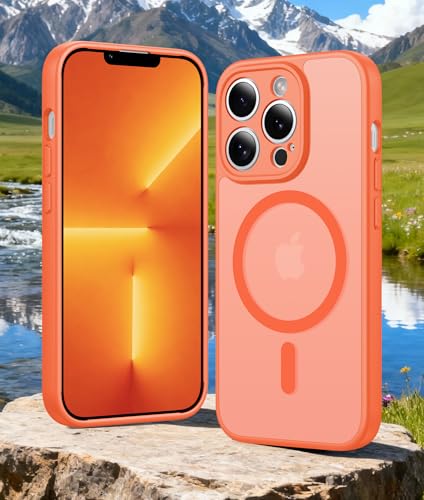 for iPhone 13 Pro Max Case,[Compatible with MagSafe] [Military Drop Protection] Full Camera Protection Shockproof Slim Translucent Matte Protective Phone Case for iPhone 13 Pro Max 6.7-Inch (Orange) - color: orange, size: iPhone 13 Pro Max
