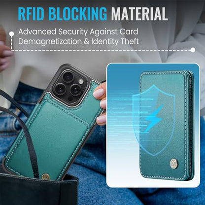 Wallet Case for iPhone 16 Pro Max Compatible with MagSafe for Men Women, Detachable Magnetic Wallet Phone Case with Card Slot Holder RFID Blocking for iPhone 16 Pro Max 6.9 inch (Teal) - color: Teal