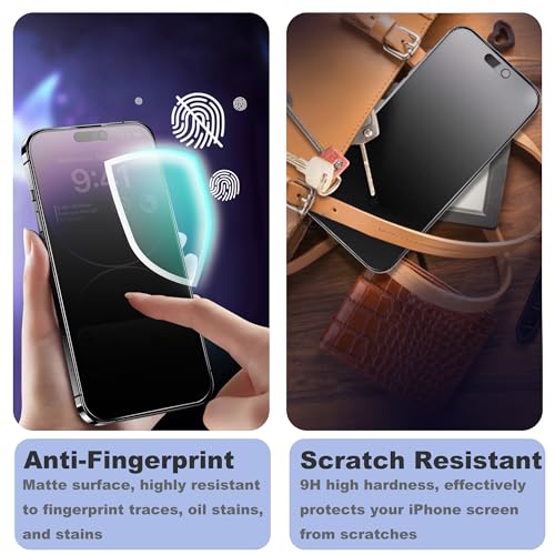 2 Pack Matte Privacy Screen Protector for iPhone 17 Pro Screen Protector Anti-Glare, Anti-Spy Tempered Glass Film, Smooth and Responsive Touch Anti-Scratch Glass