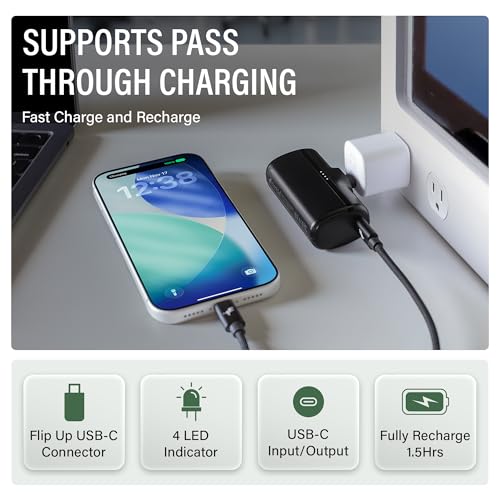 Nimble Bump 5K 20W Portable Fast Charger, Mini 5000mAh Power Bank, Black - color: Black