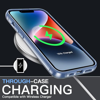 JETech Case for iPhone 14, Anti-Yellowing, Sierra Blue | Shockproof Protection, Scratch Resistant Hard PC Back, Durable Transparent TPU Bumper - color: Sierra Blue, size: iPhone 14