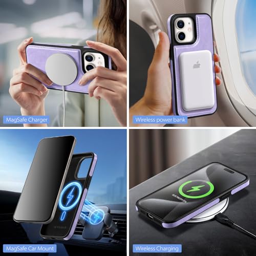 SkyEagle Compatible with MagSafe iPhone 11 Wallet Case,Light Purple - color: Light Purple, size: iPhone 11 - 6.1"