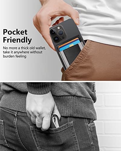 for MagSafe Wallet with Adjustable Stand, 9 Card Holder, Open ID Window - color: Black