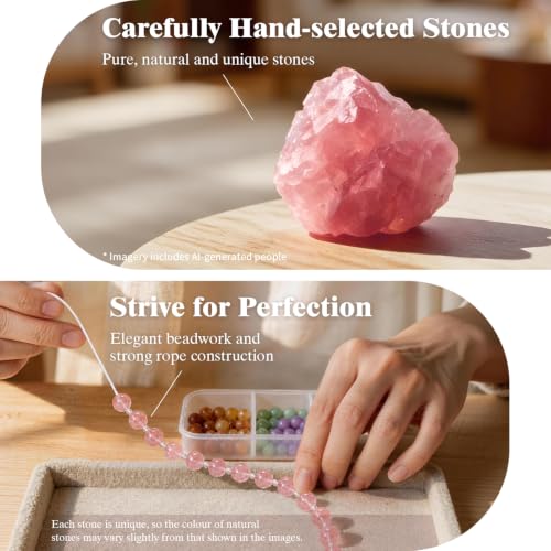 SURPHY Natural Stone Phone Charm, Beaded Phone Wrist Strap with Tether Tab - color: Watermelon Pink