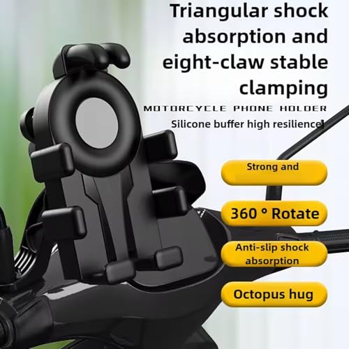 Motorcycle Phone Holder with Vibrations Dampener Nonslip Mount Handlebar Cellphone Mount - color: Black handlebar mode