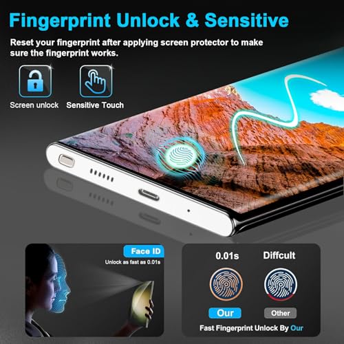 3 Pack Tempered Glass for Samsung Note 20 Ultra, HD Clear Tempered Glass with Fingerprint Unlock, 3D Curved, Scratch Resistant, No Bubble for Galaxy Note 20 Ultra Screen Protector 5G