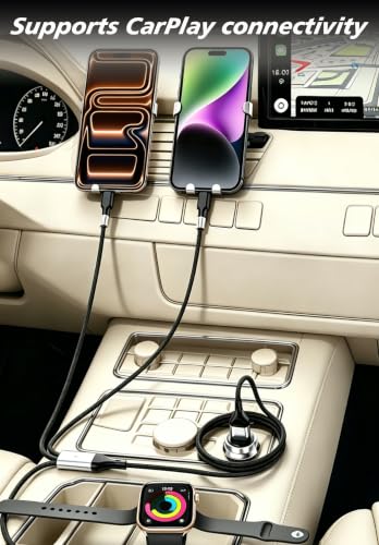 100W Multi Charging Cable for Apple iWatch/Lightning/USB C, 4FT - size: AC to C+L+iWatch(4FT)