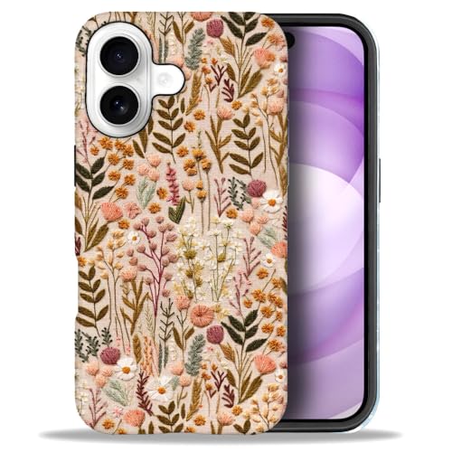 Compatible with iPhone 17,Anti-Scratch Glossy Case Cover,Boho Romantic Embroidery Flower - color: Boho Romantic Embroidery Flower, size: IPhone 17