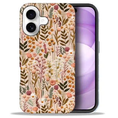 Compatible with iPhone 17,Anti-Scratch Glossy Case Cover,Boho Romantic Embroidery Flower - color: Boho Romantic Embroidery Flower, size: IPhone 17