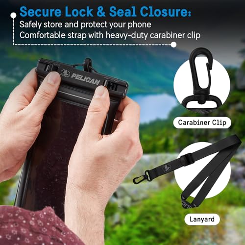 Pelican Marine Waterproof Phone Pouch (Regular) - Stealth Black | Touchscreen IP68 Floating Waterproof Phone Case w/Detachable Lanyard - Fits All Phones - Beach Cruise Ship Travel Essentials - color: Stealth Black - 1 Pack - Regular, size: Regular, style: