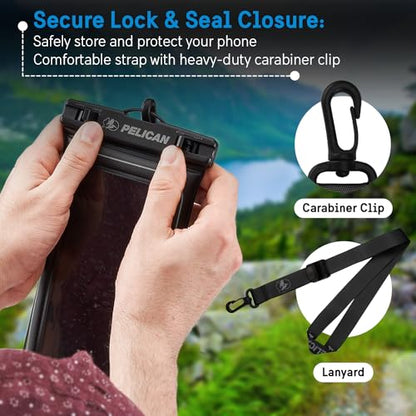 Pelican Marine Waterproof Phone Pouch (Regular) - Stealth Black | Touchscreen IP68 Floating Waterproof Phone Case w/Detachable Lanyard - Fits All Phones - Beach Cruise Ship Travel Essentials - color: Stealth Black - 1 Pack - Regular, size: Regular, style: