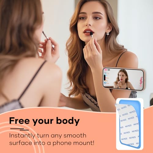 Silicone Phone Sticky Grip, Suction Phone Case Mount for iPhone and Android, Hands-Free Sticky Cell Phone Grip, Mobile Fidget Mirror Holder for Selfies and Videos - color: Sky Whisper（Light blue）