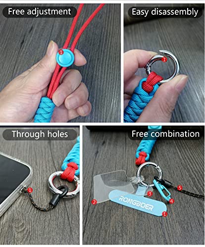 Adjustable Phone Wrist Strap for Women, Woven Bracelet for Keys - color: Bue Red