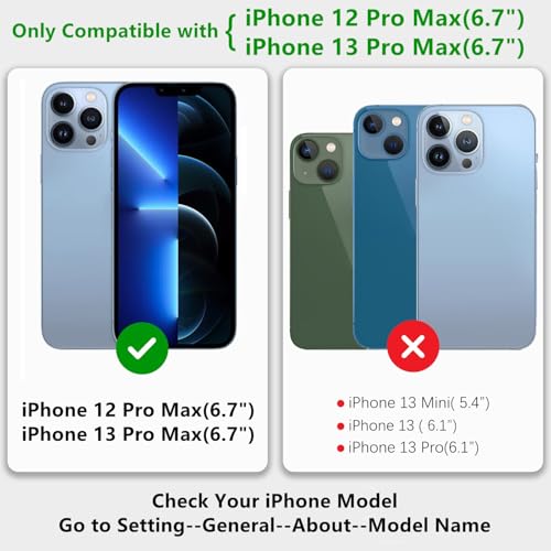 iCoverCase Wallet Case for iPhone 13 Pro Max/12 Pro Max Compatible with MagSafe, Magnetic Detachable Card Slots Holder PU Leather Kickstand Wireless Charging Case 6.7 Inch (White Leopard) - color: White Leopard