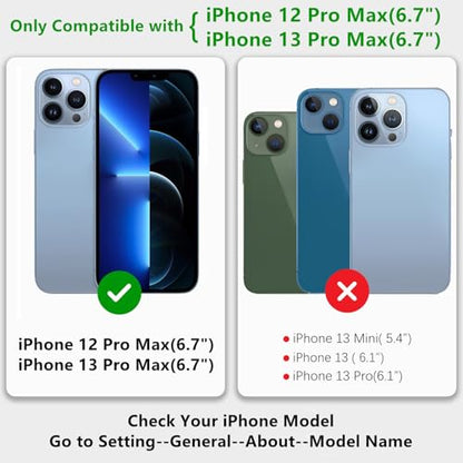 iCoverCase Wallet Case for iPhone 13 Pro Max/12 Pro Max Compatible with MagSafe, Magnetic Detachable Card Slots Holder PU Leather Kickstand Wireless Charging Case 6.7 Inch (White Leopard) - color: White Leopard