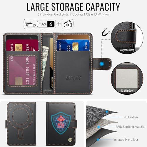for Magsafe Magnetic Phone Wallet Card Holder, Elegant Black - color: Elegant Black