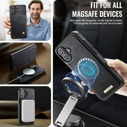 Kowauri Case for iPhone 17, PU Leather Wallet Flip Case with Card Holder RFID Blocking, Magnetic Detachable Shockproof Phone Cover Wireless Charging Compatible for iPhone 17 (6.3 inch), Black - color: Black